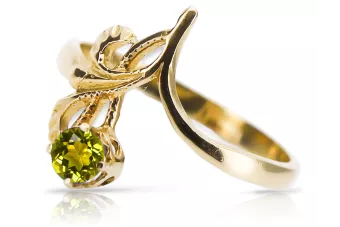 Artesanía vintage Anillo Peridoto amarillo Oro amarillo de 14 quilates vrc095y